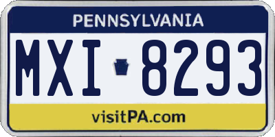 PA license plate MXI8293