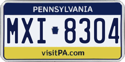 PA license plate MXI8304