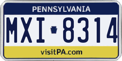 PA license plate MXI8314