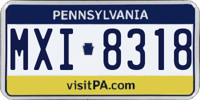 PA license plate MXI8318