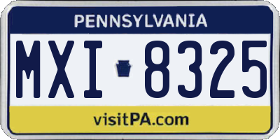 PA license plate MXI8325