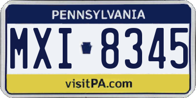 PA license plate MXI8345