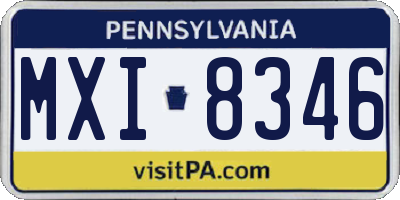 PA license plate MXI8346