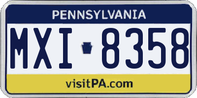 PA license plate MXI8358
