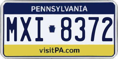 PA license plate MXI8372