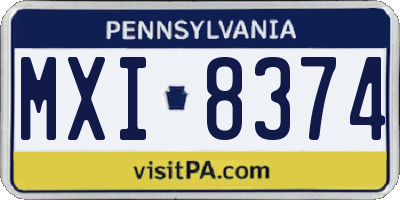 PA license plate MXI8374