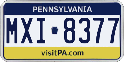 PA license plate MXI8377