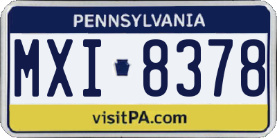 PA license plate MXI8378