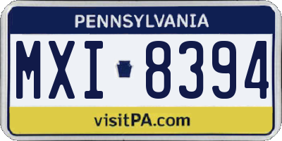 PA license plate MXI8394