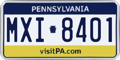 PA license plate MXI8401