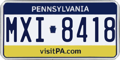 PA license plate MXI8418