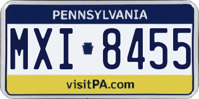 PA license plate MXI8455
