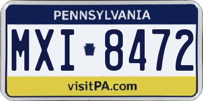 PA license plate MXI8472