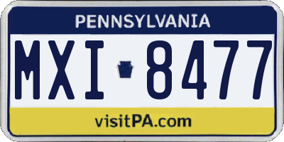 PA license plate MXI8477
