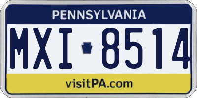 PA license plate MXI8514