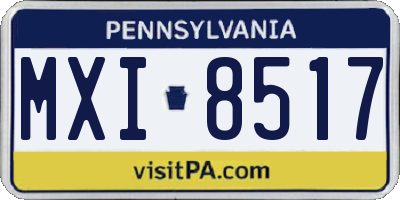 PA license plate MXI8517