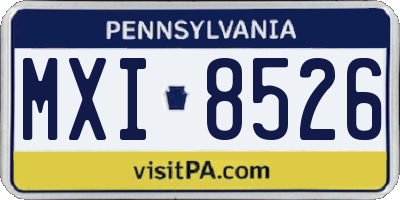 PA license plate MXI8526