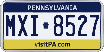 PA license plate MXI8527