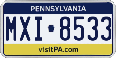 PA license plate MXI8533