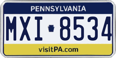 PA license plate MXI8534