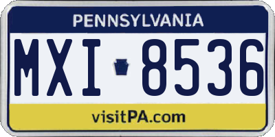 PA license plate MXI8536