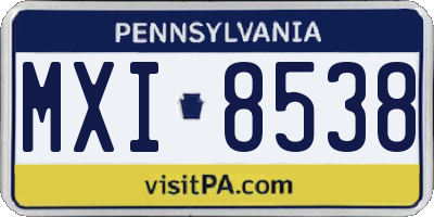 PA license plate MXI8538