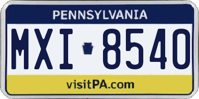 PA license plate MXI8540