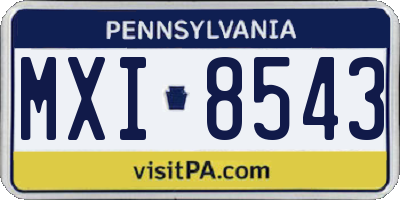 PA license plate MXI8543