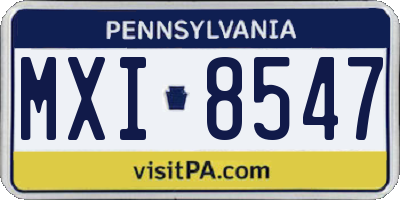 PA license plate MXI8547