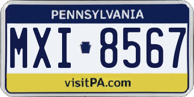 PA license plate MXI8567