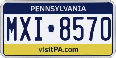 PA license plate MXI8570