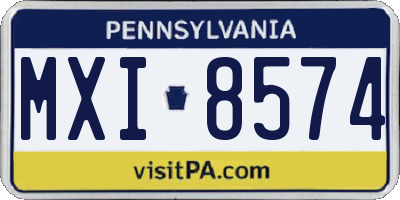 PA license plate MXI8574