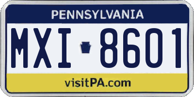 PA license plate MXI8601