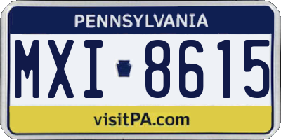 PA license plate MXI8615