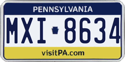 PA license plate MXI8634