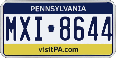 PA license plate MXI8644