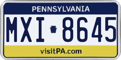 PA license plate MXI8645