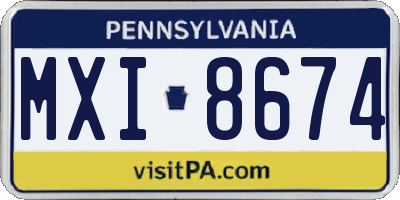 PA license plate MXI8674