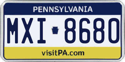 PA license plate MXI8680