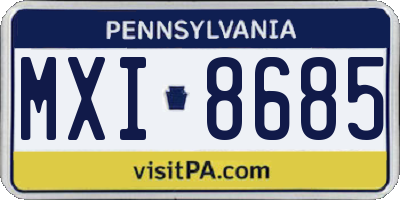 PA license plate MXI8685