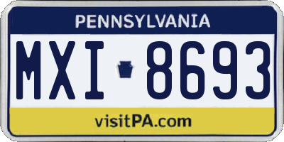 PA license plate MXI8693