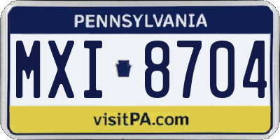 PA license plate MXI8704