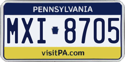 PA license plate MXI8705