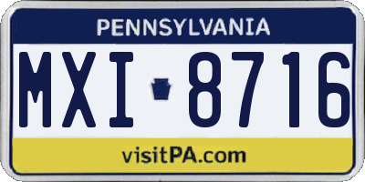PA license plate MXI8716