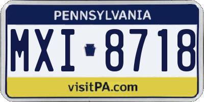 PA license plate MXI8718