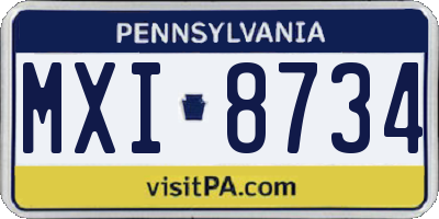 PA license plate MXI8734
