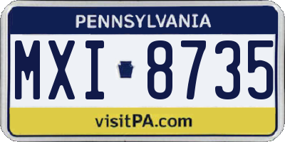PA license plate MXI8735