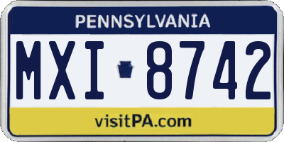 PA license plate MXI8742