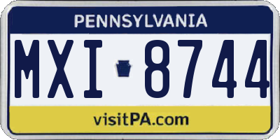 PA license plate MXI8744