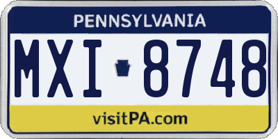 PA license plate MXI8748